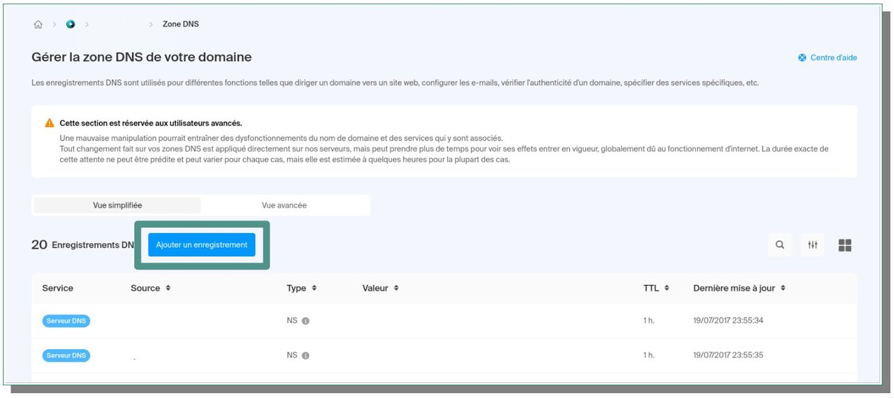 Infomaniak add dns