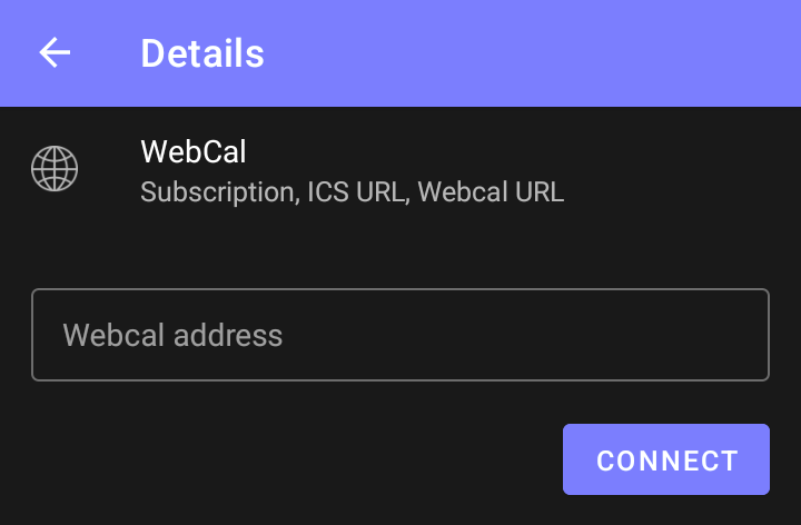 Webcal input